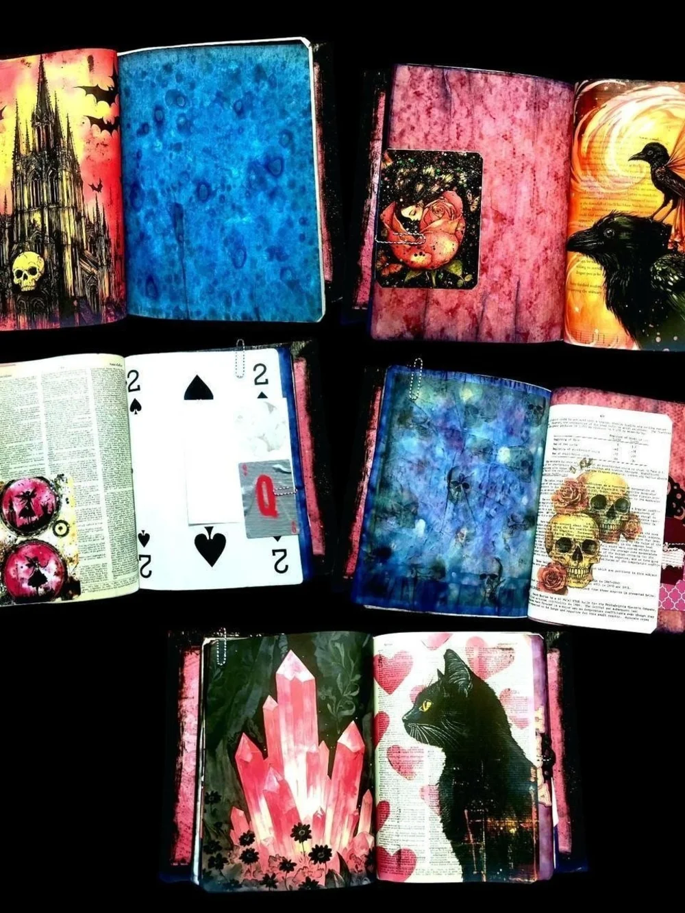 Fairy Goth Whimsy Art Junk Journal Large Handmade Notebook Fairycore Book